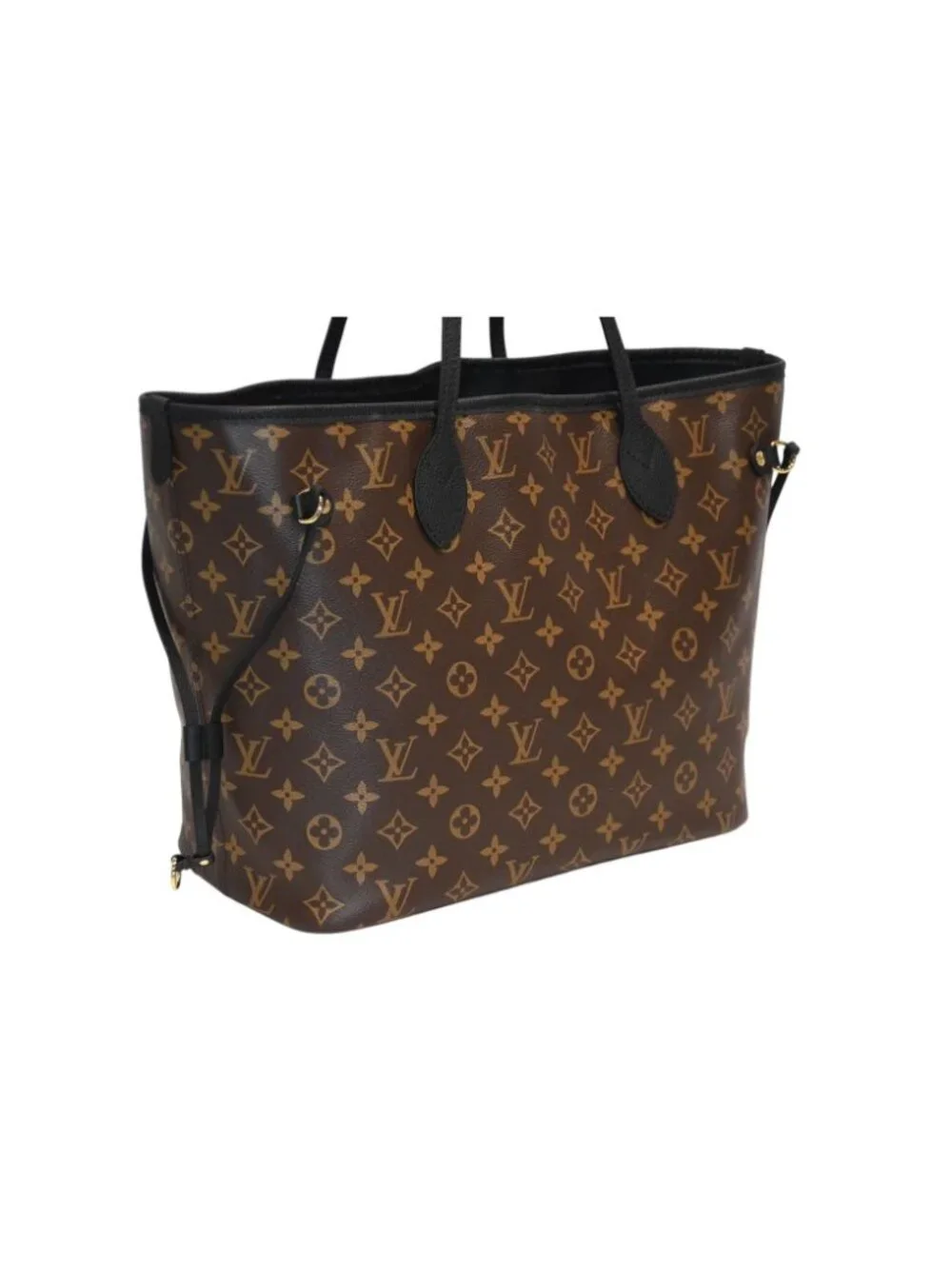 Louis Vuitton Neverfull Inside Out MM Reversible Tote Bag Black Brown Calfskin
